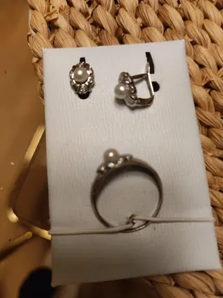 Conjunto Anillo y Pendientes Comunión Perla