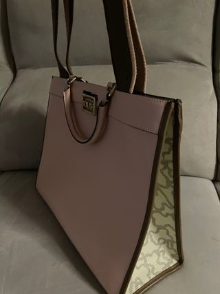 Bolso shopper grande TOUS Amaya Kaos negro y rosa
