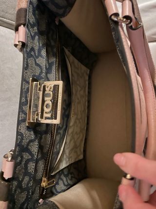 Bolso shopper grande TOUS Amaya Kaos negro y rosa