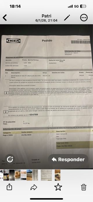 Mueble TV moderno blanco y madera