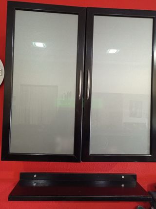 Vitrina de madera con puertas de cristal