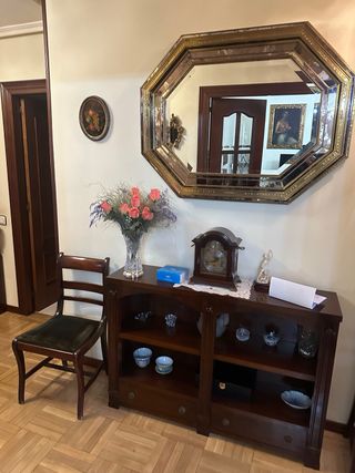 Mueble recibidor madera y cristal