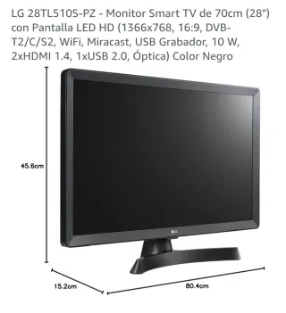 LG Smart TV Monitor 28 HD Negro