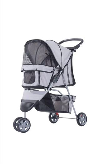 Carrito para perros gris y negro