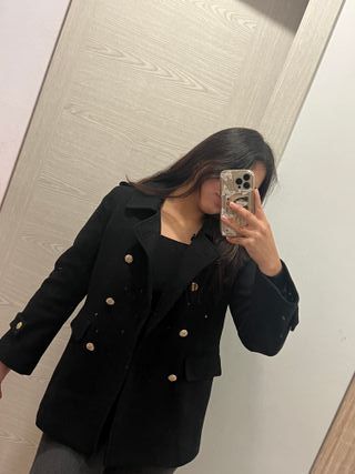Abrigo Zara Negro Talla S-M