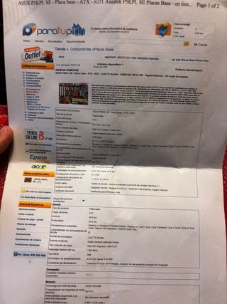 Placa ATX ASUS P5KPL SE + Ventiladores