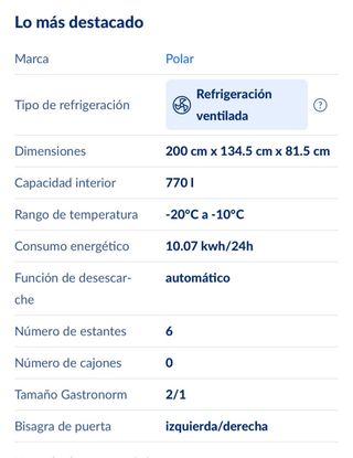 Armario Congelador Profesional Polar