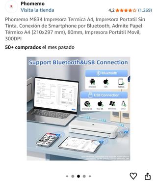 Impresora Térmica Portátil Phomemo Blanca