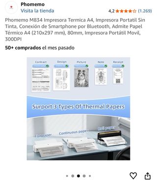 Impresora Térmica Portátil Phomemo Blanca