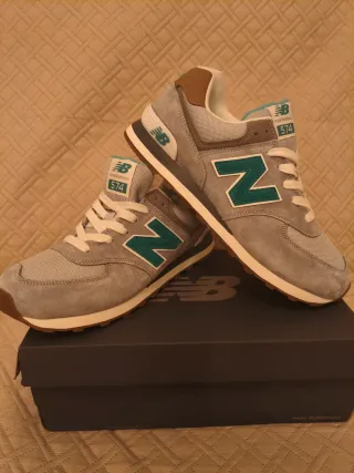 Zapatillas New Balance 574 Gris/Verde Talla 45
