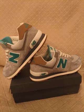 Zapatillas New Balance 574 Gris/Verde Talla 45