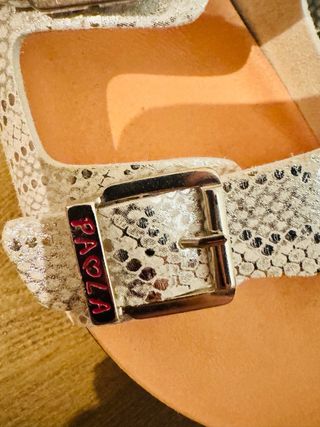 Sandalias Plataforma Doble Tira Plateadas Talla 37