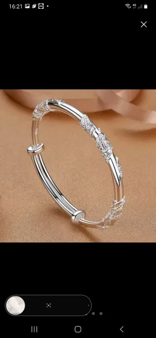 Pulsera plata diseño hojas