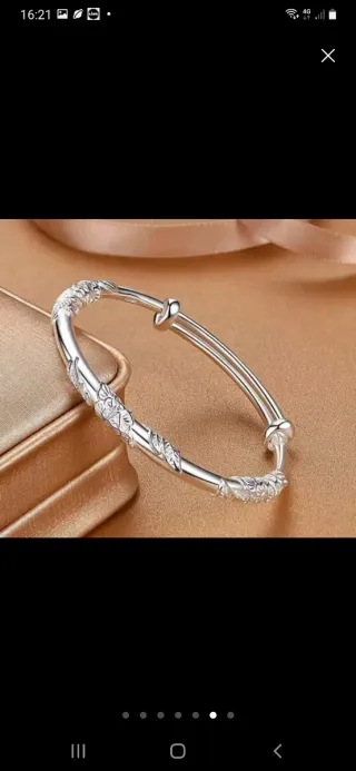 Pulsera plata diseño hojas