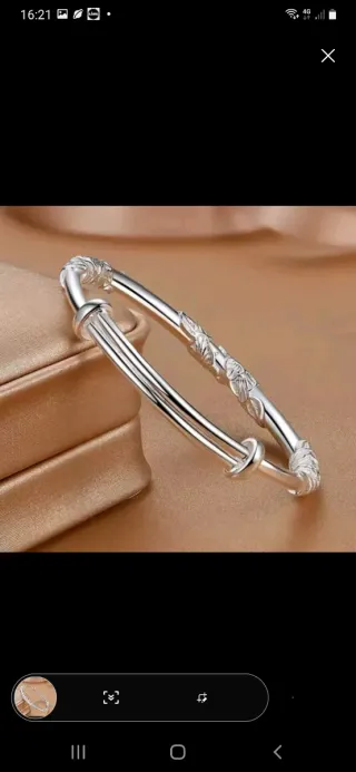 Pulsera plata diseño hojas