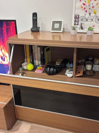 Mueble TV madera y cristal