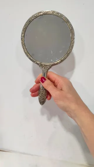 Antiguo espejo mano Samuel Levi Plata Art Nouveau