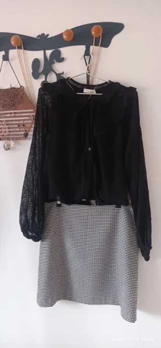 Falda Mango Pata de Gallo