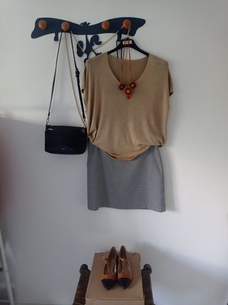 Falda Mango Pata de Gallo