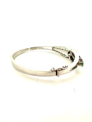Pulsera Esmeraldas y Diamantes Plata