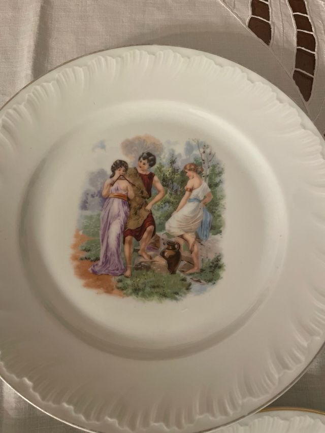 Set 8 Piatti Porcellana Boemia Decorati