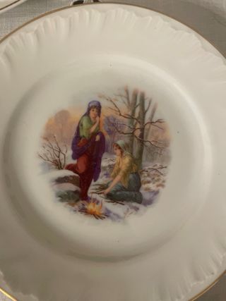 Set 8 Piatti Porcellana Boemia Decorati