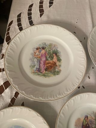 Set 8 Piatti Porcellana Boemia Decorati