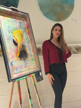 Blusa Zara cordones encaje S granate