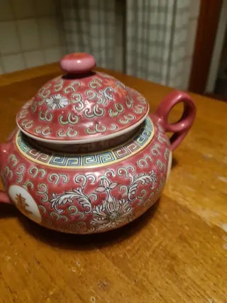 Servizio da tè cinese rosso e bianco