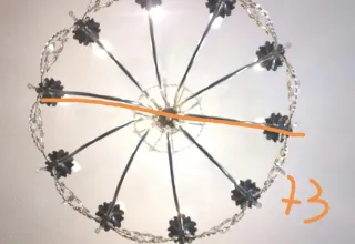 Lámpara 10 brazos metal y cristal