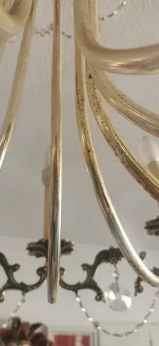 Lámpara 10 brazos metal y cristal