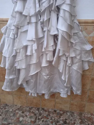 Vestido fiesta raso plata Sonia Peña T.36