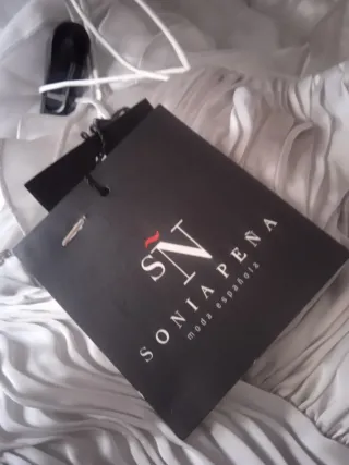 Vestido fiesta raso plata Sonia Peña T.36