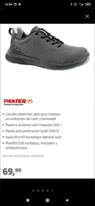 Zapatos de seguridad Panter grises .
