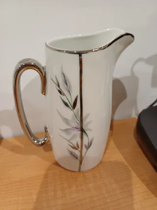 Juego de café porcelana plata y blanco