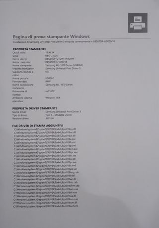 Stampante B&N laser Samsung ML1675 toner al 71%