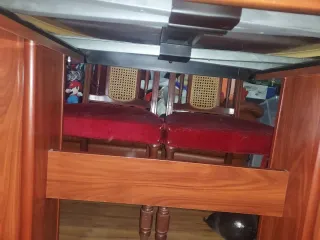 Mesa Comedor Madera y 6 Sillas Terciopelo