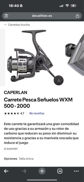 Caña y carrete de pesca spinning