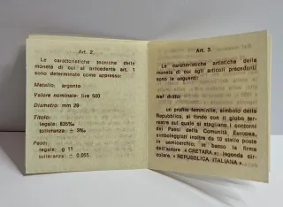 500 Lire Argento 1985 Presidenza Europea