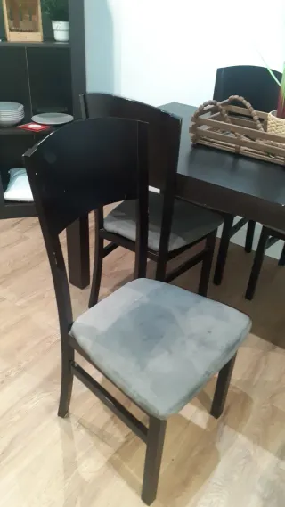 Sillas de comedor madera y tela