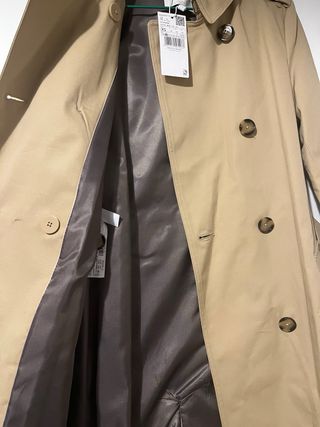 Gabardina Clásica Beige Cinturón Talla XS