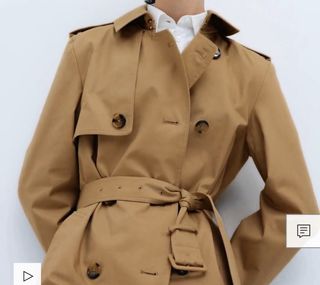 Gabardina Clásica Beige Cinturón Talla XS