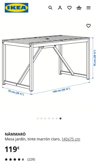Mesa de jardín NAMMARO 140x75