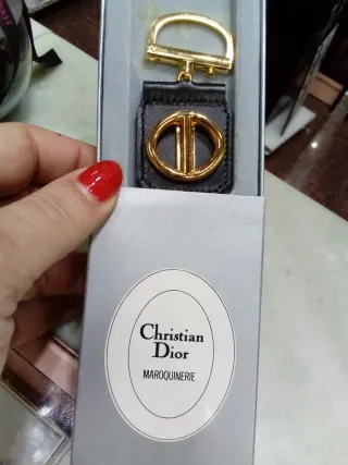 Portachiavi Christian Dior Pelle Nera e Oro
