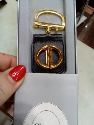 Portachiavi Christian Dior Pelle Nera e Oro