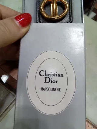 Portachiavi Christian Dior Pelle Nera e Oro