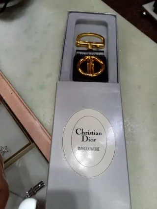 Portachiavi Christian Dior Pelle Nera e Oro