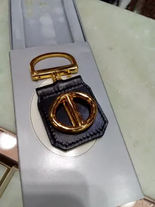 Portachiavi Christian Dior Pelle Nera e Oro