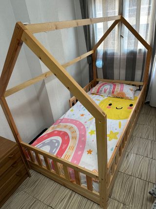 Cama Cabaña Infantil Madera 90x190 Beige