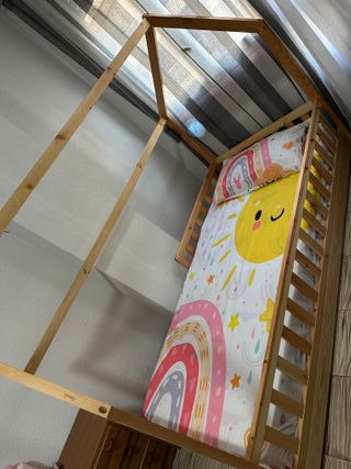 Cama Cabaña Infantil Madera 90x190 Beige